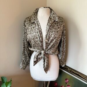Paisley Print Tie-Front‎ Blouse